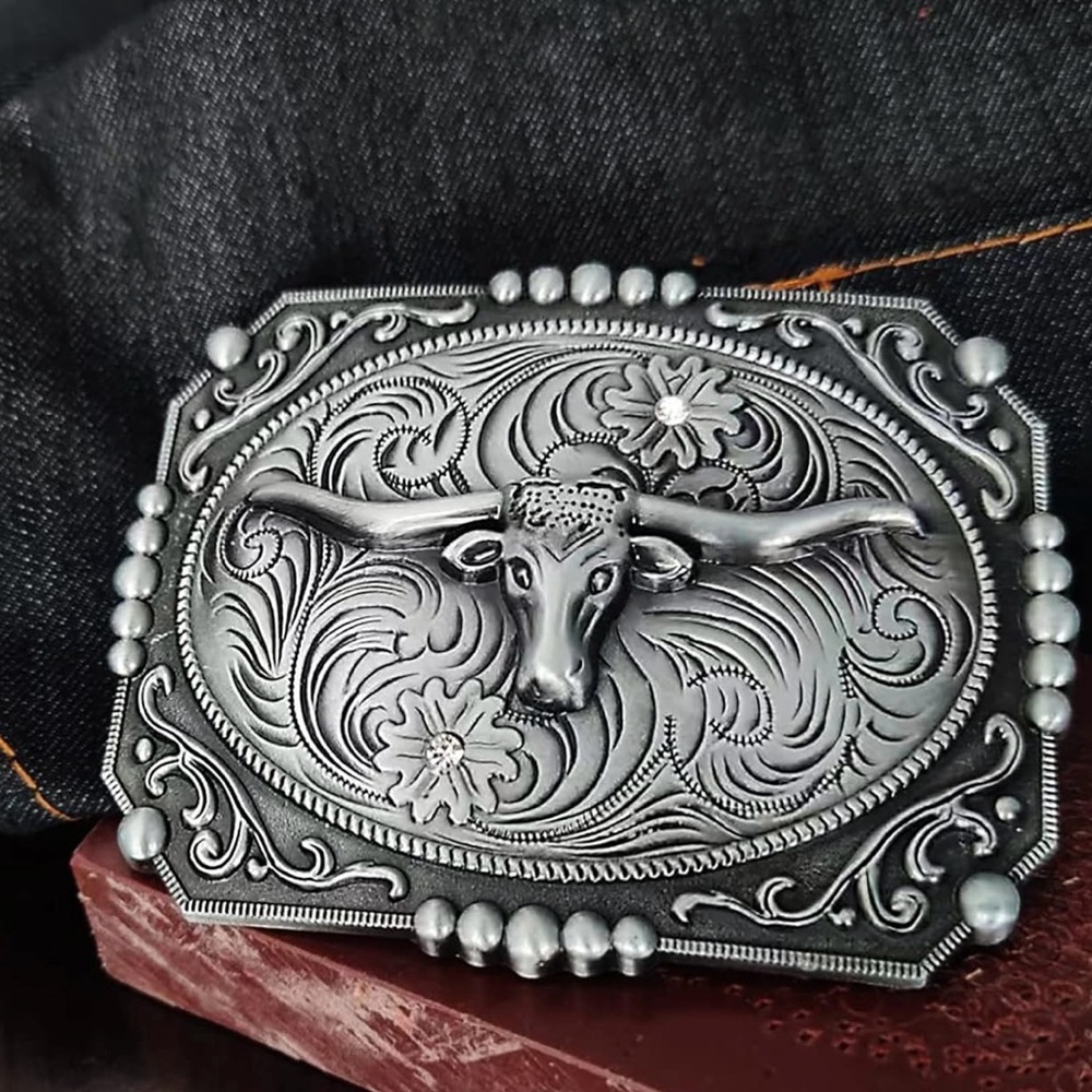 Western Cowboy Belt Buckle Longhorn Texas Bull Horse Buckles for Men